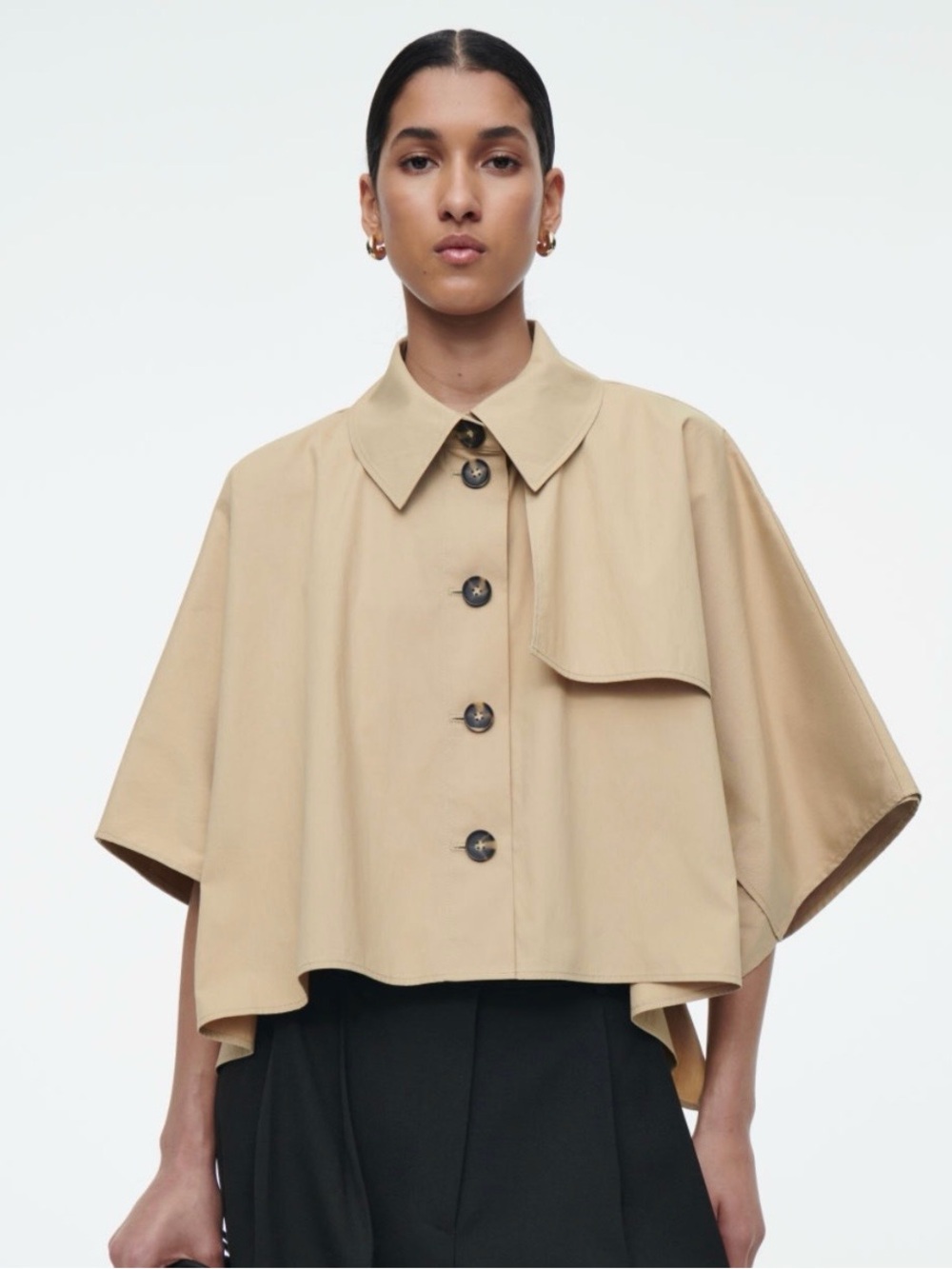 COS Cropped Trench Cost Cape in Natural One Size $230